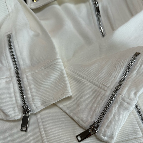 DKNY Ivory Moto Jacket NEW with tags Women’s Size Medium Stretch - Picture 3 of 7